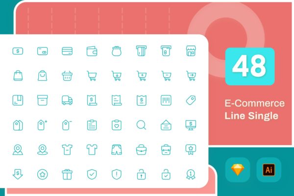 Line Senja图标系列：电子商务主题矢量线性图标素材包 Line Senja – E-Commerce