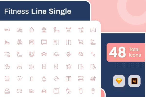 Line Senja图标系列：健身主题矢量线性图标素材包 Line Senja – Fitness