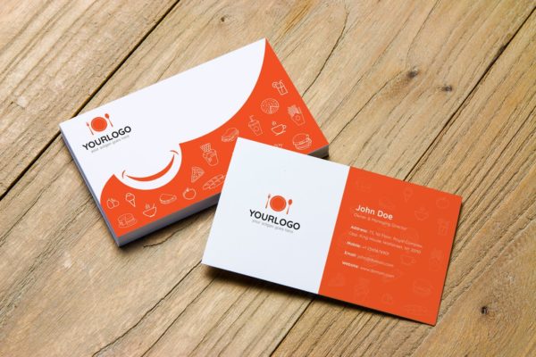 餐饮企业/店铺名片设计模板 Fast Food Business Card Template