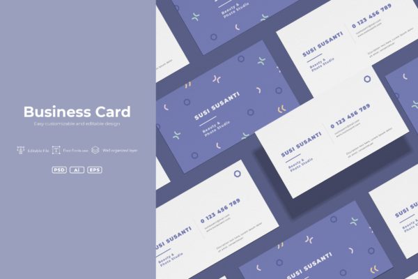极简孟菲斯设计风格企业名片设计模板v1 ISC – Business Cards.v01