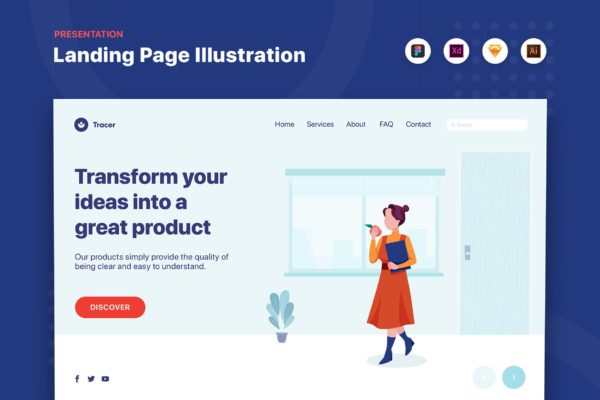 女性饮食健康主题网页Banner&着陆页设计矢量插画 Woman Eating Healthy Web Banner Landing Page