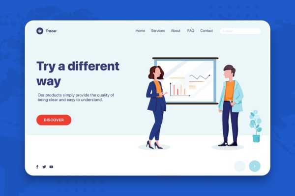 商业计划主题网页Banner&着陆页设计矢量插画v2 Business People Presenting Web Banner