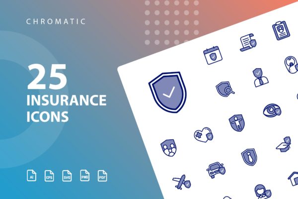 25枚Chromatic设计风格保险行业图标素材 Insurance Chromatic