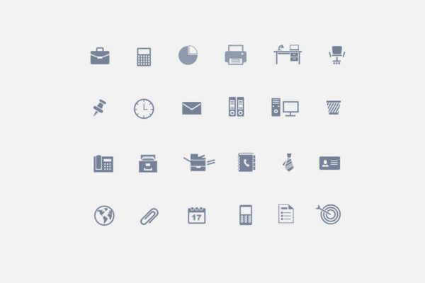 24枚办公用具矢量图标 24 Office Icons