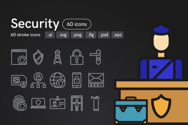 60枚安全主题矢量图标素材 Security Icons (60 Icons)
