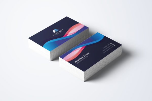 彩色丝带设计风格公司名片设计模板v67 Business Card Template.v67