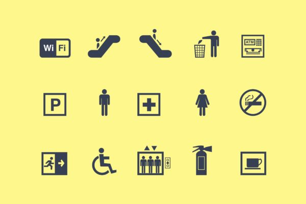 15枚公共标志矢量图标 15 Public Sign Icons