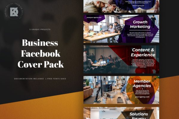 Facebook主页业务推广封面设计模板素材 Business Facebook Cover Pack