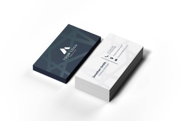 简约几何线条水印背景企业名片设计模板v2 Business Card Template.v2