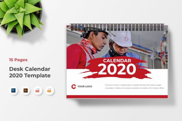 2020年建筑基建企业定制活页日历设计模板 Calendar 2020