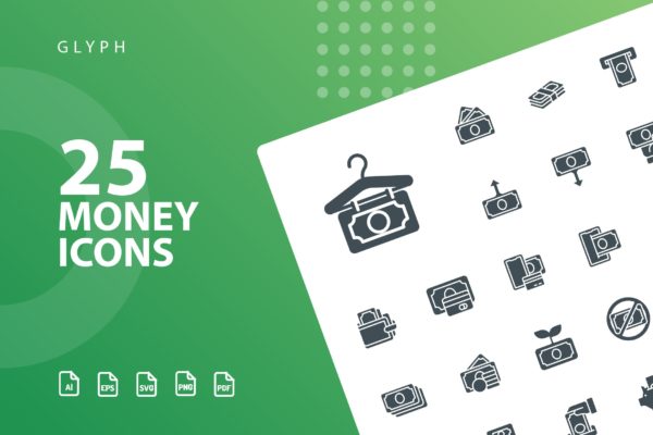 25枚金钱主题矢量字体图标 Money Glyph Icons