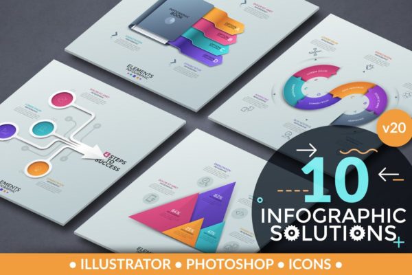 信息图表设计必备矢量图形设计素材包v20 Infographic Solutions. Part 20