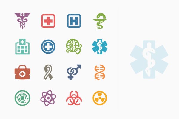 Colored系列-医疗保健主题矢量图标集v1 Medical & Health Care Icons Set 1 – Colored Series