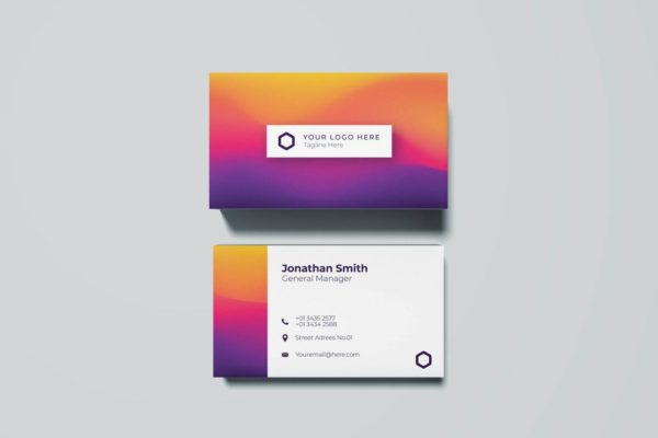 渐变彩虹色企业名片设计模板v3 Business Card Template.v3
