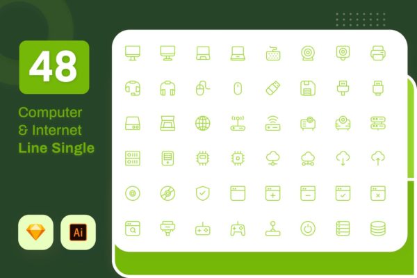 Line Senja图标系列：电脑IT主题矢量线性图标素材包 Line Senja – Computer & IT