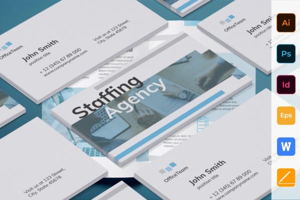 人力资源企业名片设计模板 Staffing Agency Business Card