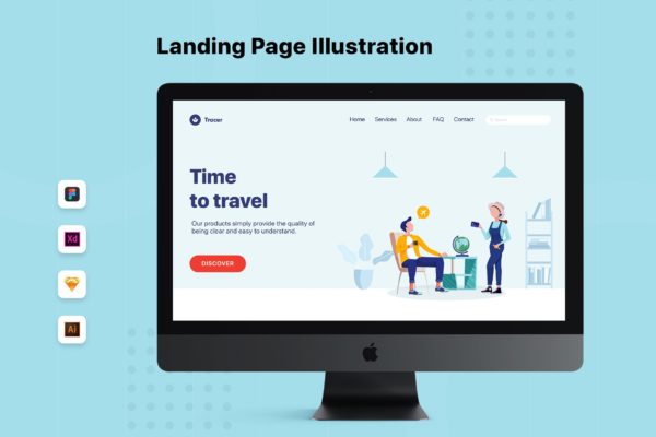 企业旅游计划主题网页Banner&着陆页设计矢量插画 Colleagues Talking About Travelling Web Banner