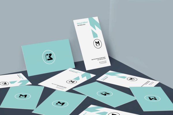简约商务风格垂直名片设计模板 Vertical Business Card Design Template
