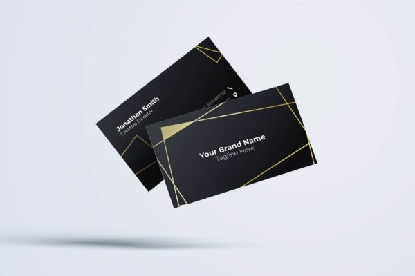 几何图形酷黑背景企业名片设计模板v7 Business Card Template.v7