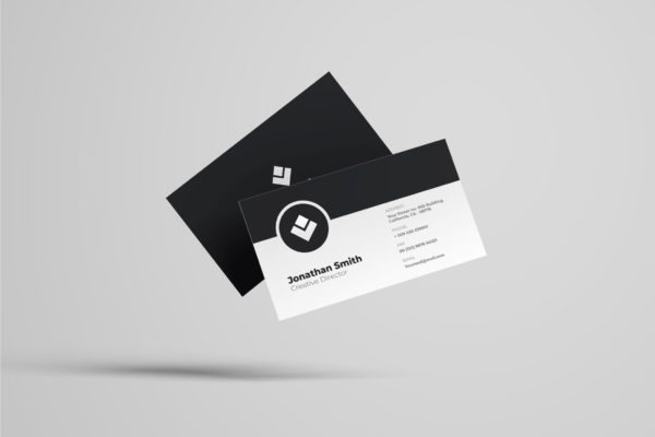 黑白配色公司职员名片设计模板v44 Business Card Template.v44