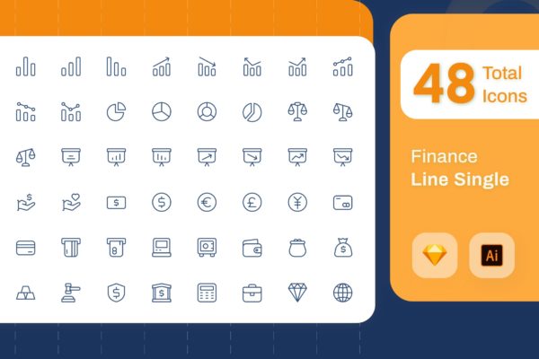 Line Senja图标系列：互联网金融主题矢量线性图标素材包 Line Senja – Finance
