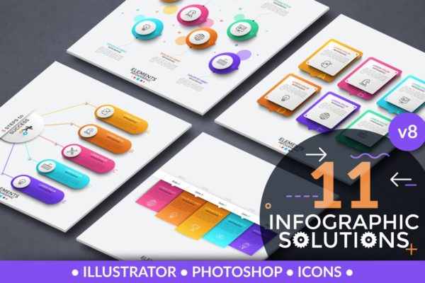 信息图表解决方案矢量图形设计素材v8 Infographic Solutions. Part 8