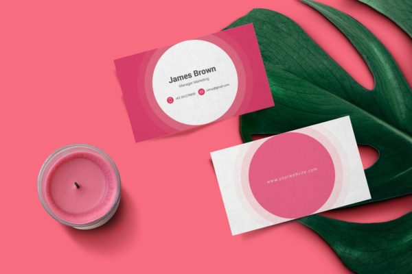 粉红色圆形企业名片设计模板v02 Corporate Business Card Typica Vol.02