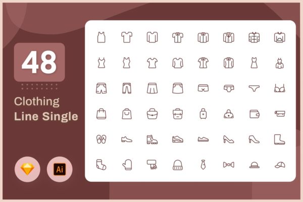 Line Senja图标系列：服装行业矢量线性图标素材包 Line Senja – Clothing
