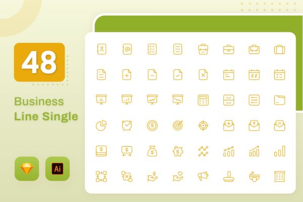 Line Senja图标系列：商务主题矢量线性图标素材包 Line Senja – Business