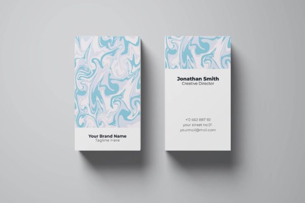 淡色水彩纹理企业名片设计模板v36 Business Card Template.v36