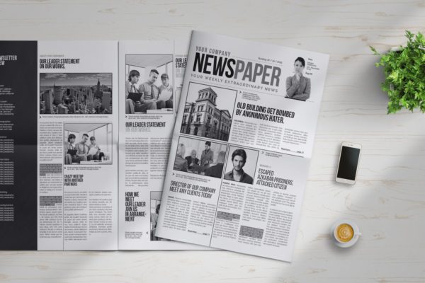 企业品牌内宣报纸设计模板 InDesign Newspaper Template