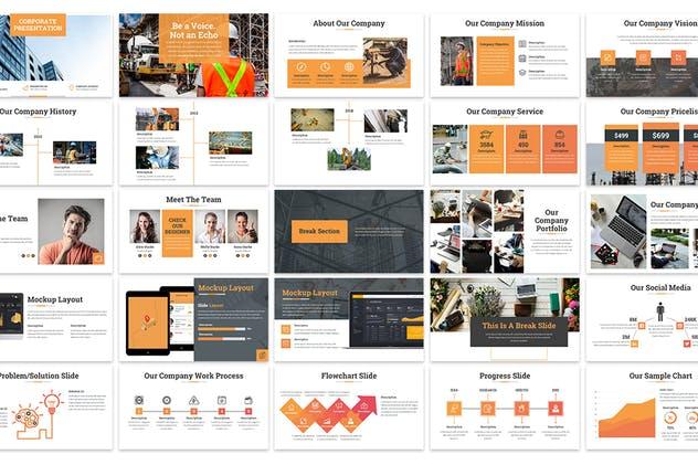 Powerpoint Examples On Construction 建筑公司建筑工程PPT模板下载 Construction Powerpoint Template-PlanForest 设计森林