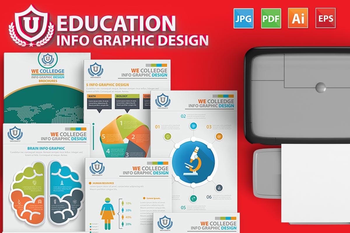 17页教育行业信息图表设计模板 Education Infographic 17 Pages Design