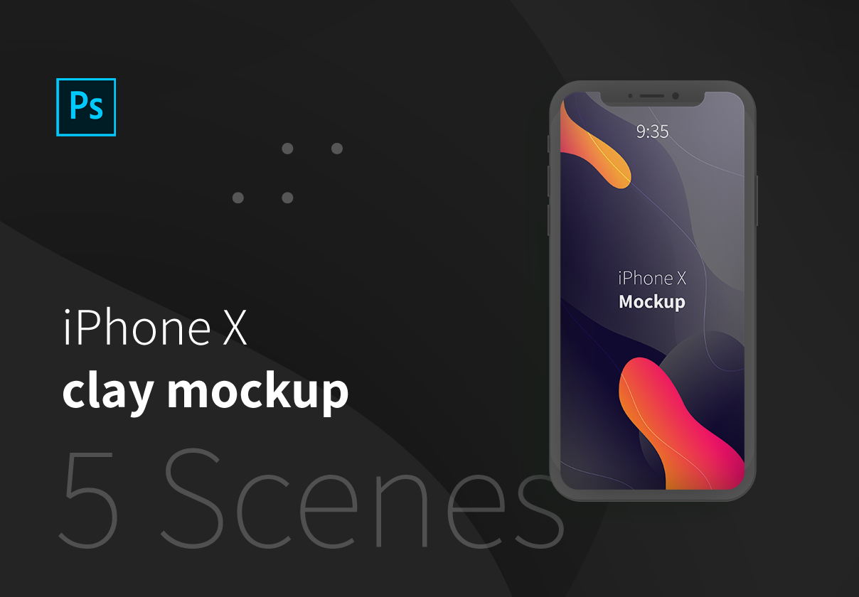iPhone X Clay App Mockup Dark