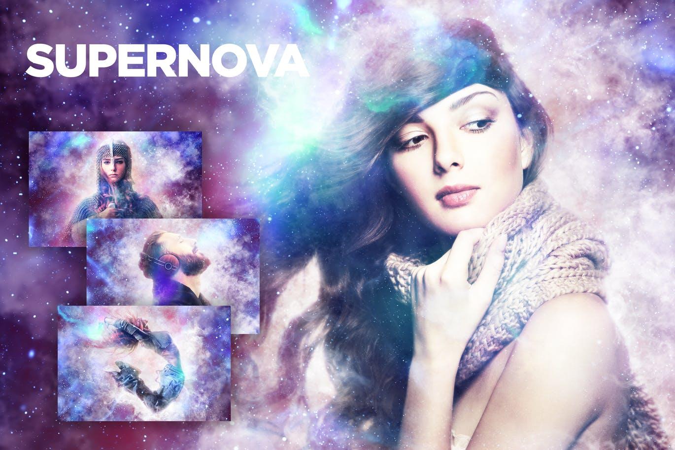 梦幻光环星云特效PS动作 Supernova CS4+ Photoshop Action