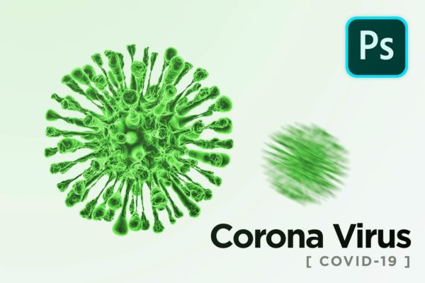 冠状病毒Covid-19微生物3D渲染图设计PSD模板v1 Corona Virus Covid-19 Microbe PSD