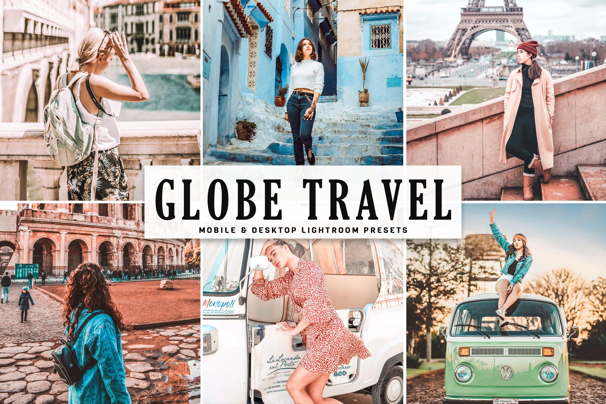 奶油色/粉色系旅行摄影LR调色预设 Globe Travel Mobile & Desktop Lightroom Presets