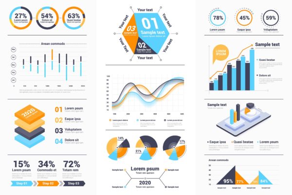 现代设计风格数据信息图表矢量图形设计素材包v1 Modern Infographics design collection