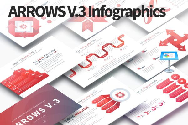 箭头信息图表设计风格Keynote幻灯片设计模板 ARROWS V.3 – Keynote Infographics Slides