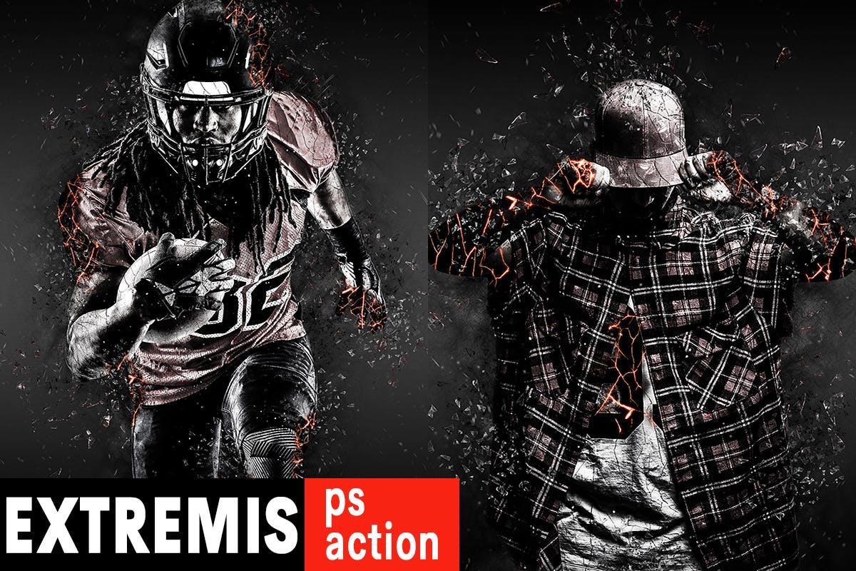 烟雾/玻璃和颗粒燃烧照片动感特效PS动作 Coal Extremis Photoshop Action