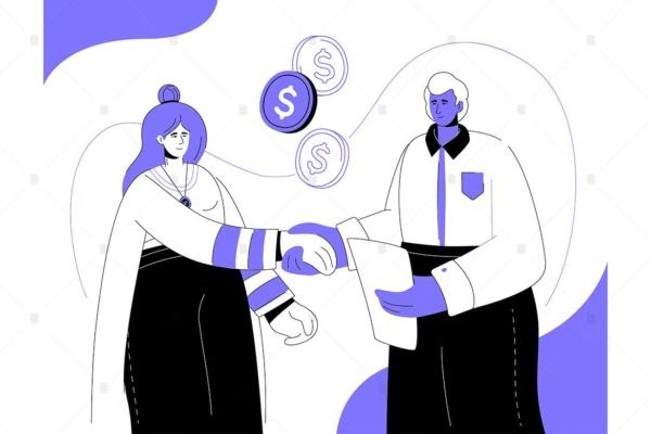 财务关系扁平设计风格矢量插画 Financial relations – flat design illustration
