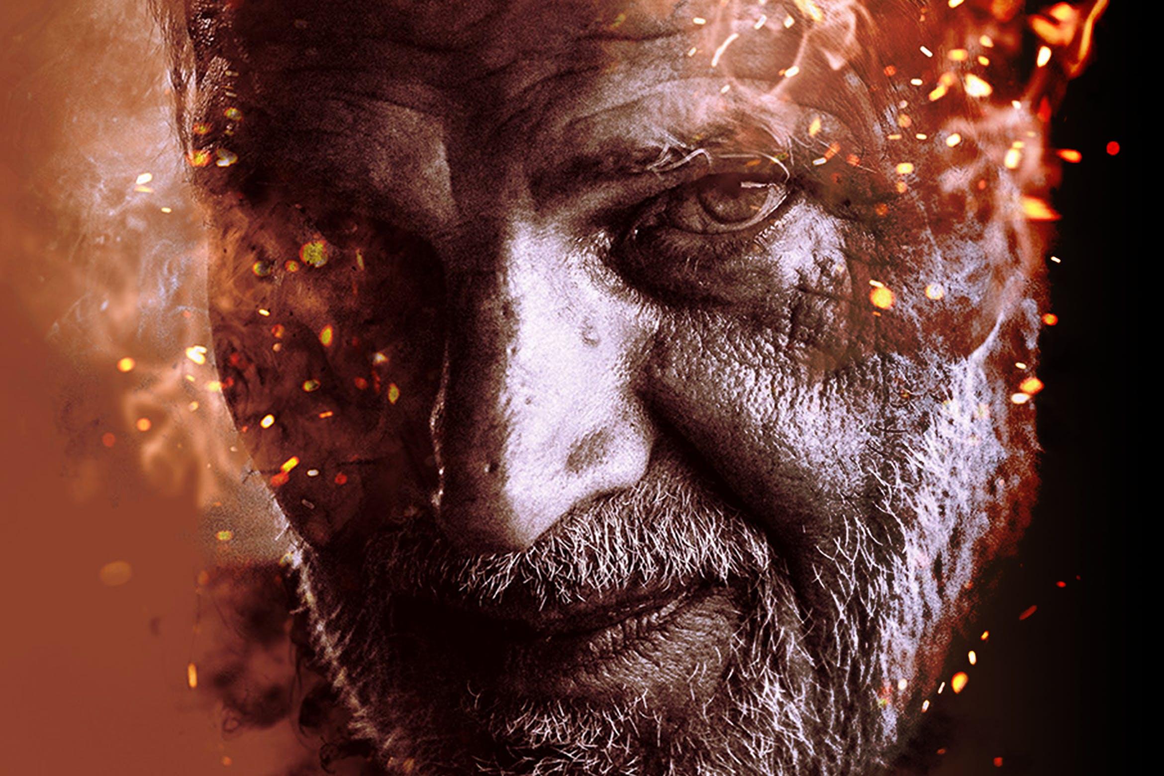 人像肖像照片燃烧特效处理PSD图层样式 Burning Fire Photo Effect