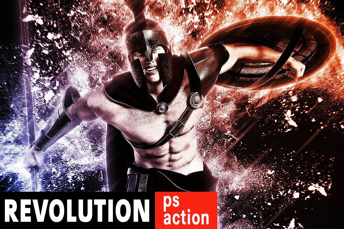 充满激情的发光粒子特效PS动作 Revolution Photoshop Action