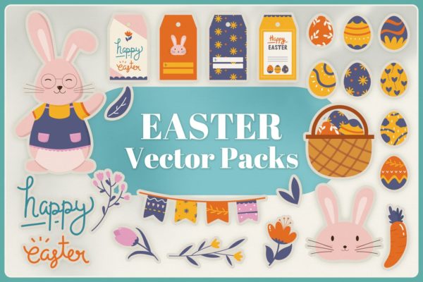复活节节日主题元素矢量设计素材 Easter Vector Pack
