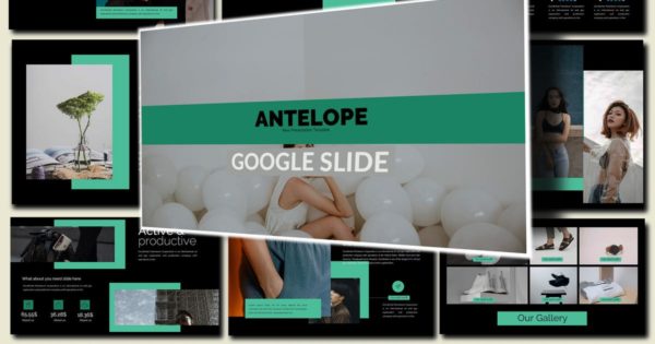 新品发布会暗黑风格Lookbook谷歌幻灯片模板 Antelope Lookbook Dark Google Slides Presentation