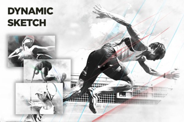 动感艺术铅笔素描手绘效果PS动作 Dynamic Sketch CS3+ Photoshop Action