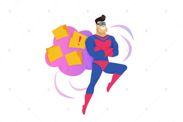 安全云存储隐喻扁平化矢量插画素材 Secure cloud storage metaphor flat illustration