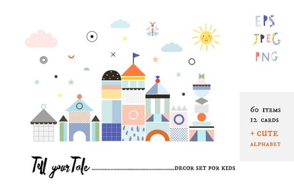 儿童项目装饰素材合集 Tell your Tale kids decor set