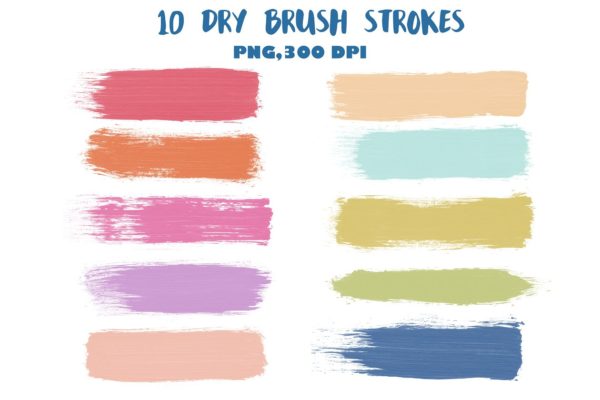 干笔水彩笔画剪贴画 Dry brush strokes clip art