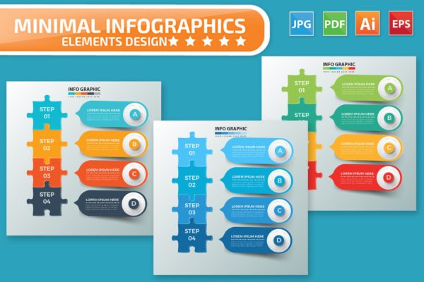 拼图-信息图表矢量图形设计素材v1 Puzzle Infographics design